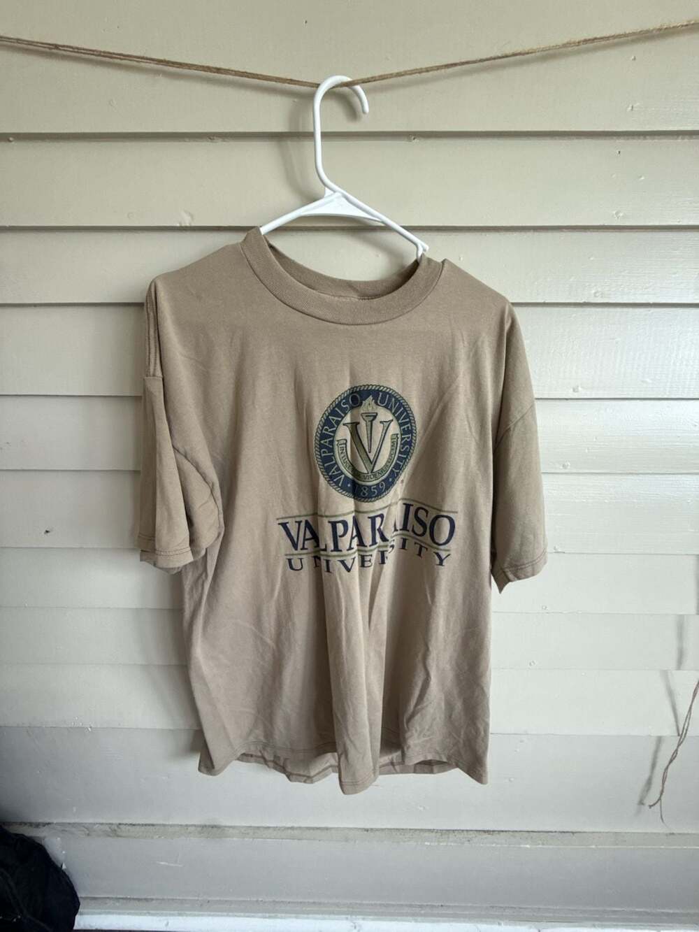 Vintage Jerzees Valparaiso University Heavyweight Blend Tan T-Shirt Size XL